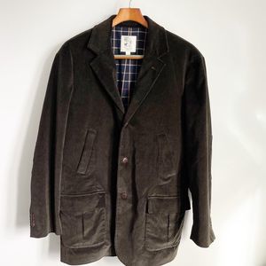Mens Brooks Brother's Dark Brown Corduroy Hunting Game Coat with plaid lining